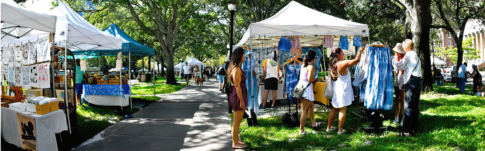 The Saturday Morning Market's summer location at Williams Park in downtown St. Petersburg provides ample shade to make it comfortable for market goers to browse at leisure. 