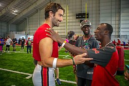 Tampa Bay Bucs wide receiver Kade Warner ran drills and greeted Special Olympics Florida athletes during the team’s annual training camp Community Impact Day.