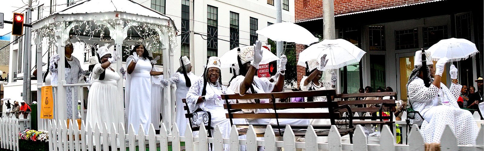 The Daughters of the Imperial Court with the Harram Court No. 96, Oasis of Tampa, take part in the parade of the Ancient Egyptian Arabic Order Nobles of the Mystic Shrine (AEAONMS) in Ybor City on August 23.