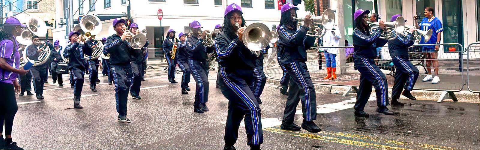 The Spartan Marching Band of Richard C. Spoto High School in Riverview marches down 7th Avenue in Ybor City during the AEAONMS parade on August 23rd in Ybor City.