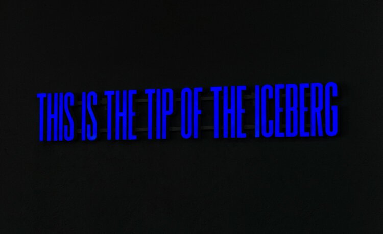 "This Is The Tip Of The Iceberg" uses common phrases and sayings to convey a message about a future impacted by sea level rise and climate change. The installation by Danish arts collective Superflex is part of the debut exhibit of USF CAM Generator