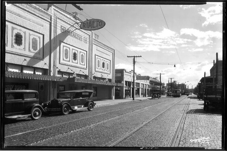 Historic photo of the Rialto Theatre in Tampa Heights.