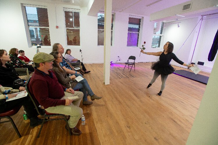 Aline Trionov and the other performers at the Whinge! Festival, were required to be trying out acts for the first time. Trionov’s piece was based on a poem “Love Is A Fire That Burns Unseen.”