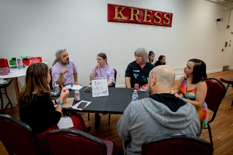 Tampa Fringe co-founder Will Glenn takes part in a group discussion during the first Whinge! Festival. The Tampa Fringe co-founders have launched Whinge! as a place for performers to test out new ideas before a live audience.