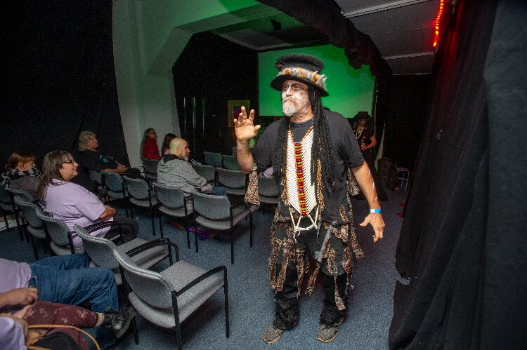  Ed Derkevics takes the lead as “Raoul the Witchdoctor” during  the  Whinge! Festival.