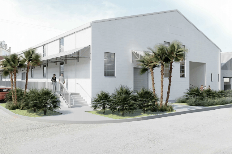 A rendering of The Citrus Factory, which will renovate an old warehouse at 18th Street and East Second Avenue into 50 artist studios, a community gallery and cultural event space.