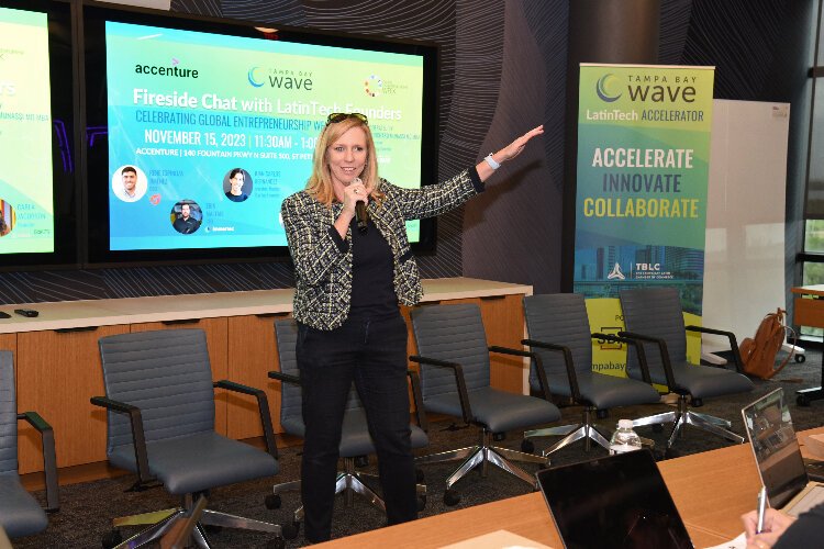 Tampa Bay Wave CEO and founder Linda Olson during the organization's Fireside Chat with LatinTech Founders event.
