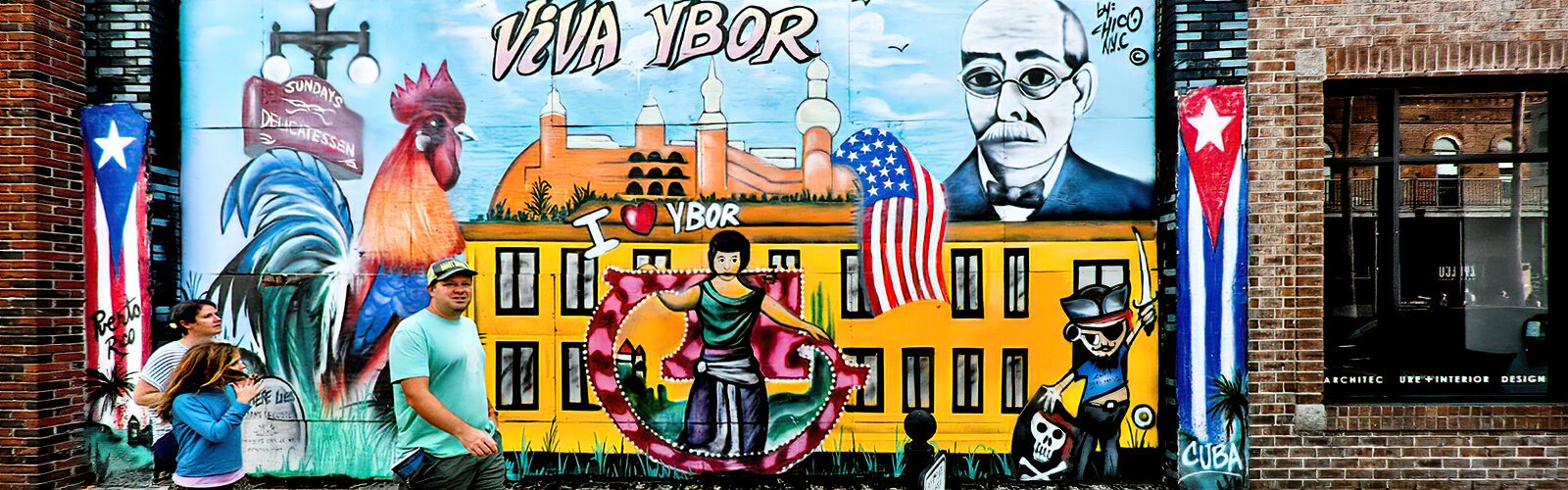 Founded by Vicente Martinez-Ybor in the 1880s and honored by many murals, Ybor City is a historic multicultural neighborhood northeast of downtown Tampa.