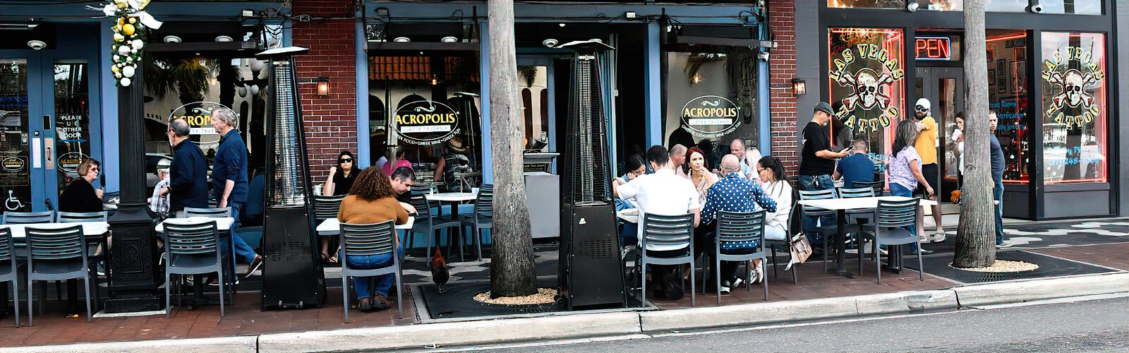 On a beautiful Saturday afternoon, the Acropolis Greek Taverna extends onto the sidewalk to offer their wide selection of Mediterranean food with a touch of sunshine.