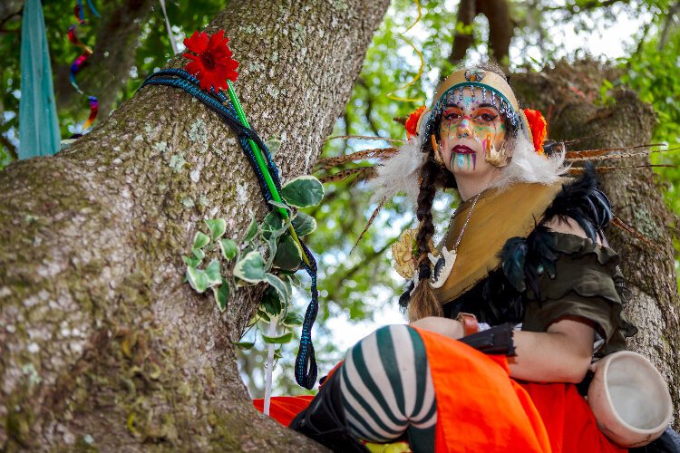 "Tibias Malleus," a performer at the Bay Area Renaissance Festivall's "Shamrocks & Shenanigans" weekend .