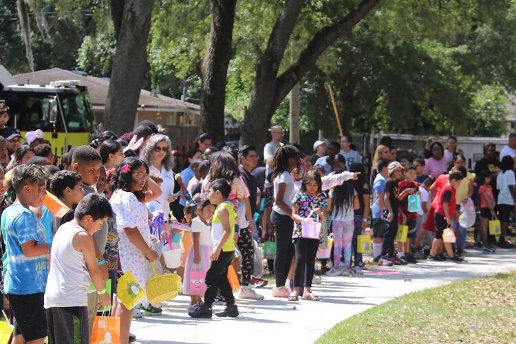 This March 2024 Easter egg hunt is just one community-building event at the University Area Community Development Corporation's Harvest Hope Park.