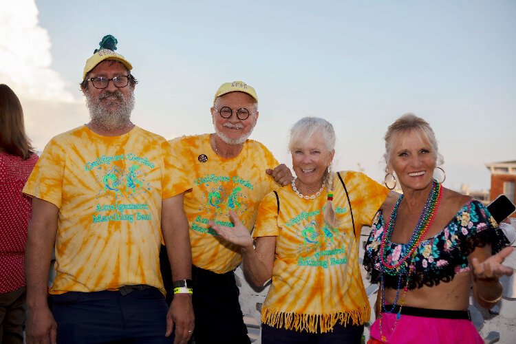 Gulfport Gecko Amalgamated Marching Band members Chris Sheppard, Michael Wilson, Renee' Athey and Betty Pearson kicked off WMNF Community Radio's Tropical Heatwave at Ybor City's Cuban Club.