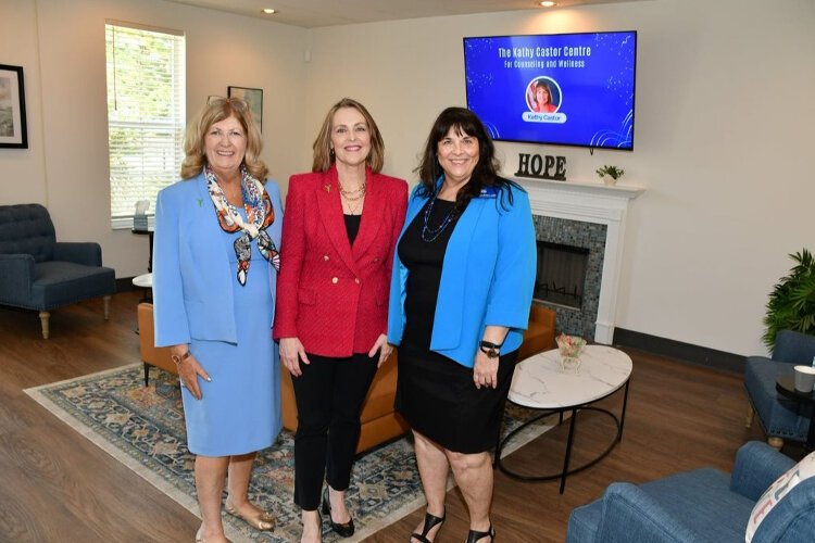 Helen Gordon Davis Centre for Women Executive Director Ann W. Madsen, Congresswoman Kathy Castor and Centre For Women Counseling and Wellness Director Susan McIntyre at the new Kathy Castor Centre for Counseling and Wellness.