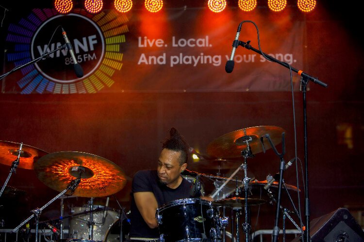 Ruthie Foster drummer and three-time Grammy winner Brannen Temple performs at WMNF Community Radio's Tropical Heatwave at Ybor City's Cuban Club.