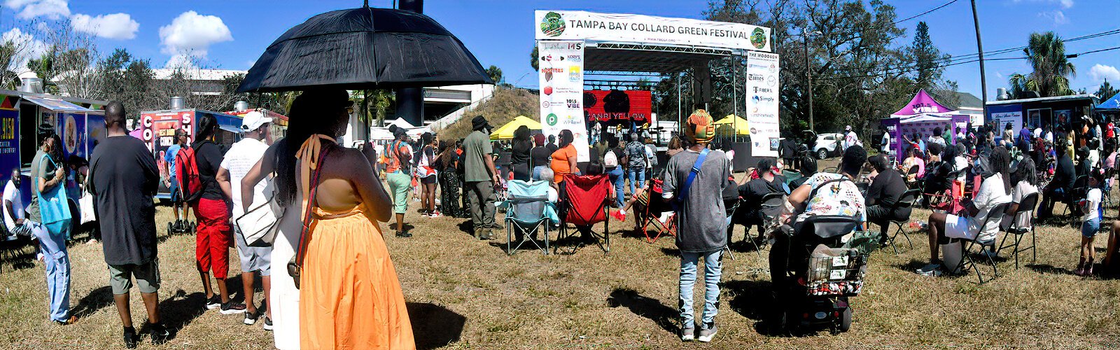 Tampa Bay Collard Green Festival attendees enjoy and interact with live entertainers performing at The Deuces Corner Park.