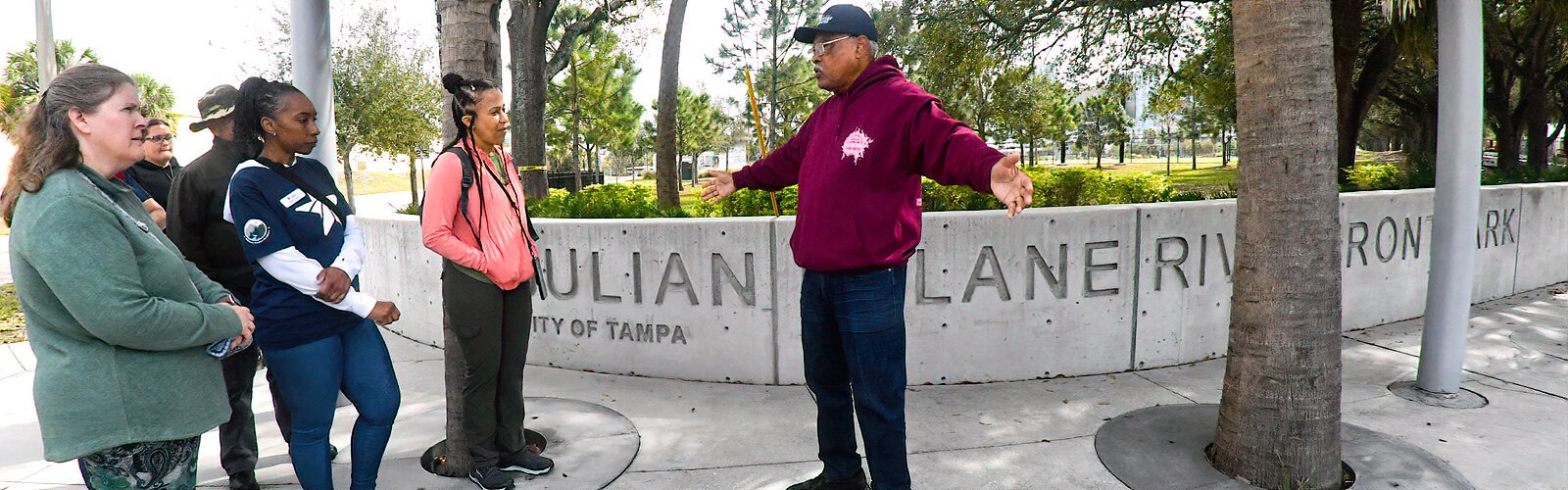Back at the Julian B. Lane Riverfront Park, Fred Hearns explains how Mayor Lane provided a police escort to the students at the Woolworth sit-ins and how he greatly encouraged racial equality.