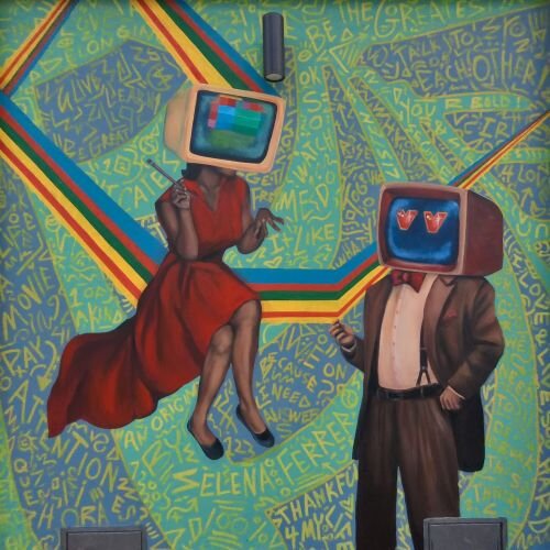 "The Age of Television" is part of Selena Ferrer's six-part mural series "The Evolution of Media" at Lector 85 apartments in Ybor City.