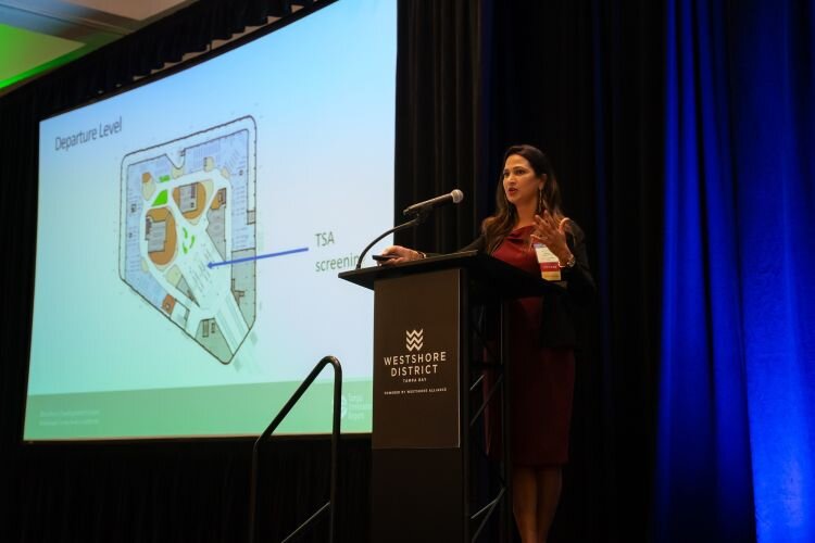 Tampa International Airport Chief Development Officer Smitha Radhakrishnan discusses the ambitious $1.5 billion Airside D project during the Westshore Alliance's annual development forum.
