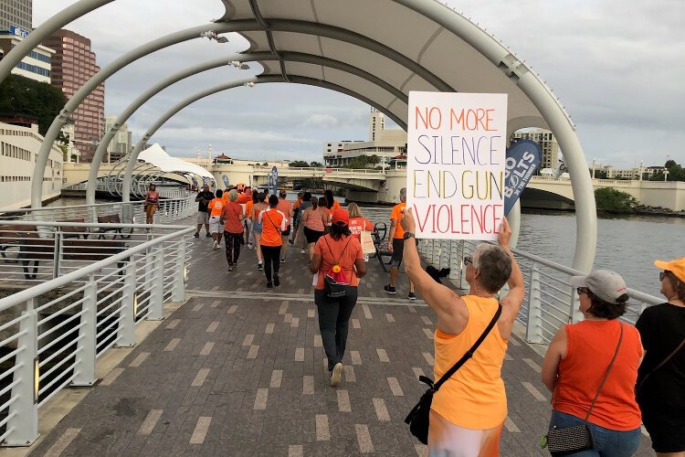 The peace walk at the Wear Orange event to curb gun violence.