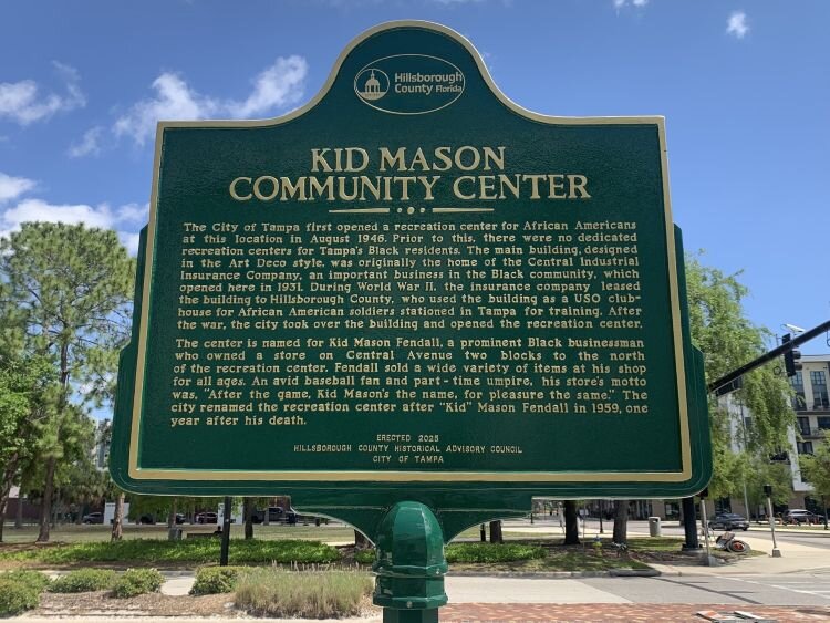 A Hillsborough County historical marker unveiled during the Kid Mason Community Center grand reopening details the building's history and honors the man from whom it's named.