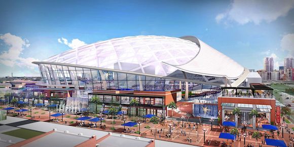 Roof design of proposed baseball stadium in Ybor City.