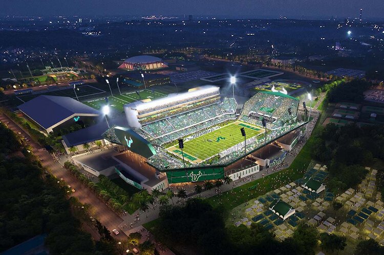 A rendering of USF's planned on-campus football stadium.