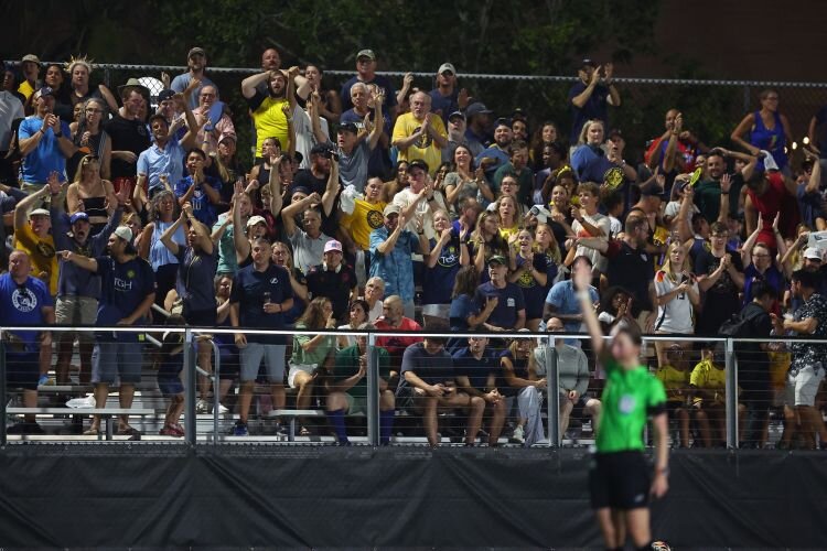 A lively sell-out crowd packed Riverfront Stadium for the USL Super League championship game
