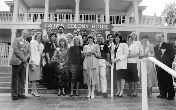Local dignitaries gathered at the Crown Colony House restaurant (now the Serengeti Overlook Restaurant) soon after its opening at Busch Gardens in 1990