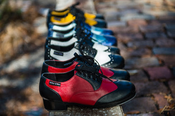 Tap shoes lined up before class.