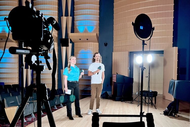 Tampa Bay Arts & Education Network Outreach Coordinator Alexis Duffy and filmmaker James Berry, whose short documentary "Cletus" won a Telly Award.
