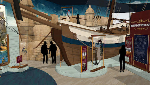 Treasure seekers in pirate gallery