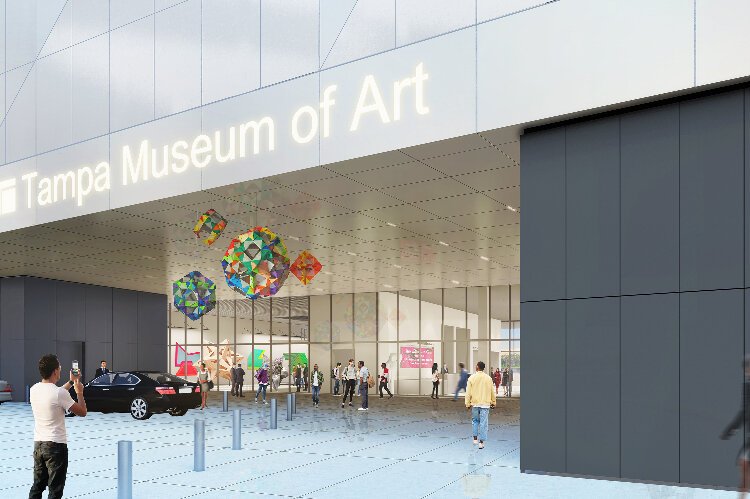 A rendering of the expansion plans for the main entrance of the Tampa Museum of Art.
