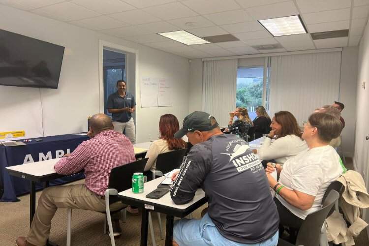 David Habib, founder and CEO of Clearwater's Yo Mama's Foods, shares his experience and expertise with the entrepreneurs in AMPLIFY Clearwater's first tourism incubator.