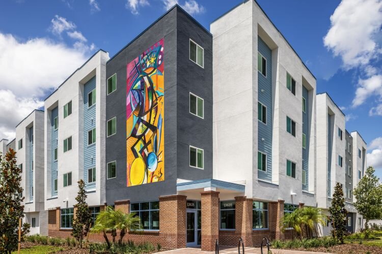 Uptown Sky, a 61-unit apartment community at Fletcher and 12th Street, was a collaboration between the University Area CDC and affordable housing developer Blue Sky Communities.