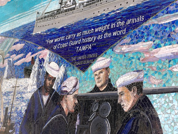 New glass mural speaks to USS Tampa's importance in history.