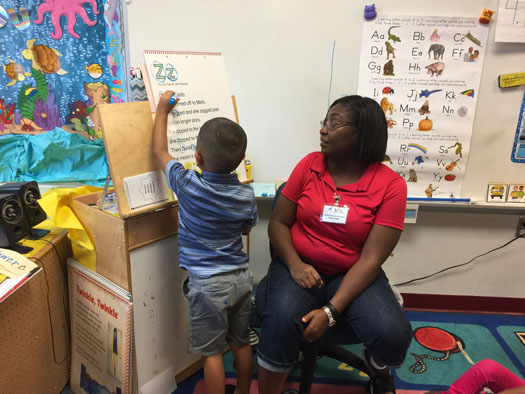 Teacher LeChelle DeVeaux-Garnes at summer VPK at Reddick Elementary.