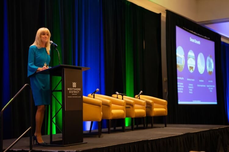 BayCare Chief Operating Officer Kimberly Guy describes the health system's expansion plans during the Westshore Alliance's annual development forum
