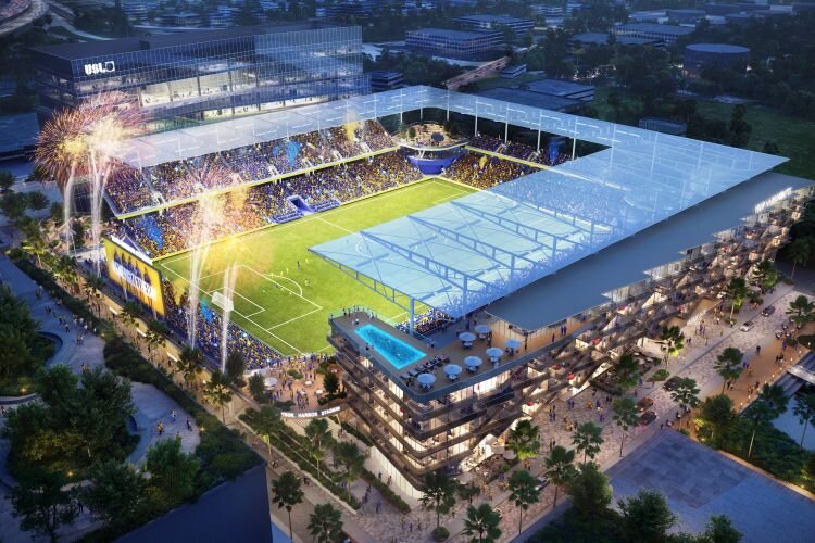 The initial design vision for Tampa Bay Sun FC future home is a 15,000-seat waterfront stadium in the Ybor Harbor mixed-use districtrbor 